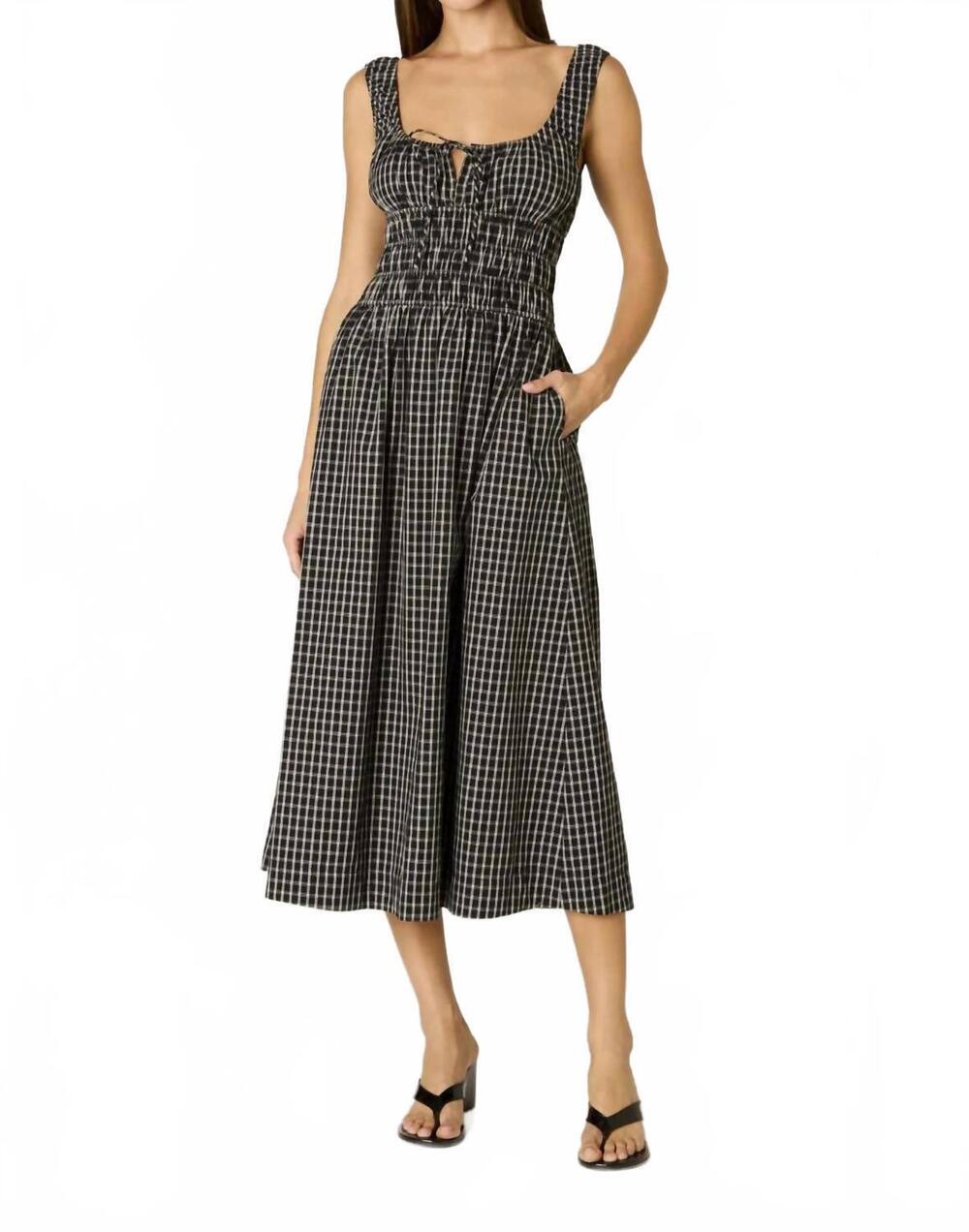 NEW NIA salt midi dress in black